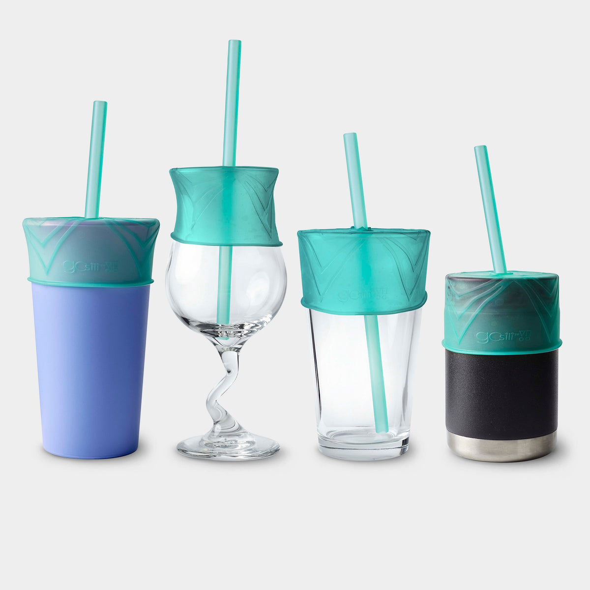 GoSili® Reusable Silicone Drink Protector with an 8 Drinking Straw +