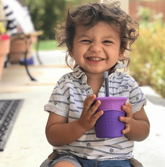 SiliKids Silicone Cup with Universal Straw Top and Drink Protector, 8oz - GoSili