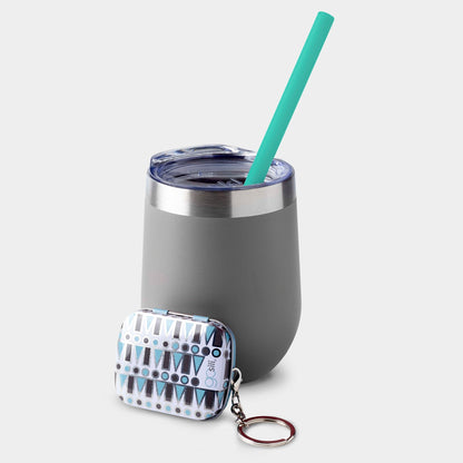 8&quot; Reusable Silicone Straw &amp; Travel Case Key Chain - GoSili