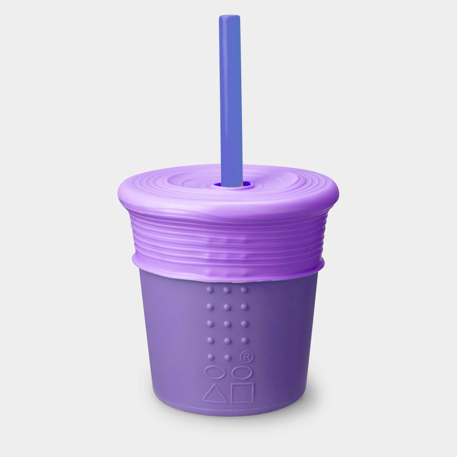 GoSili reusable silicone straw cup with universal silicone lid and straw, in vibrant colors.
