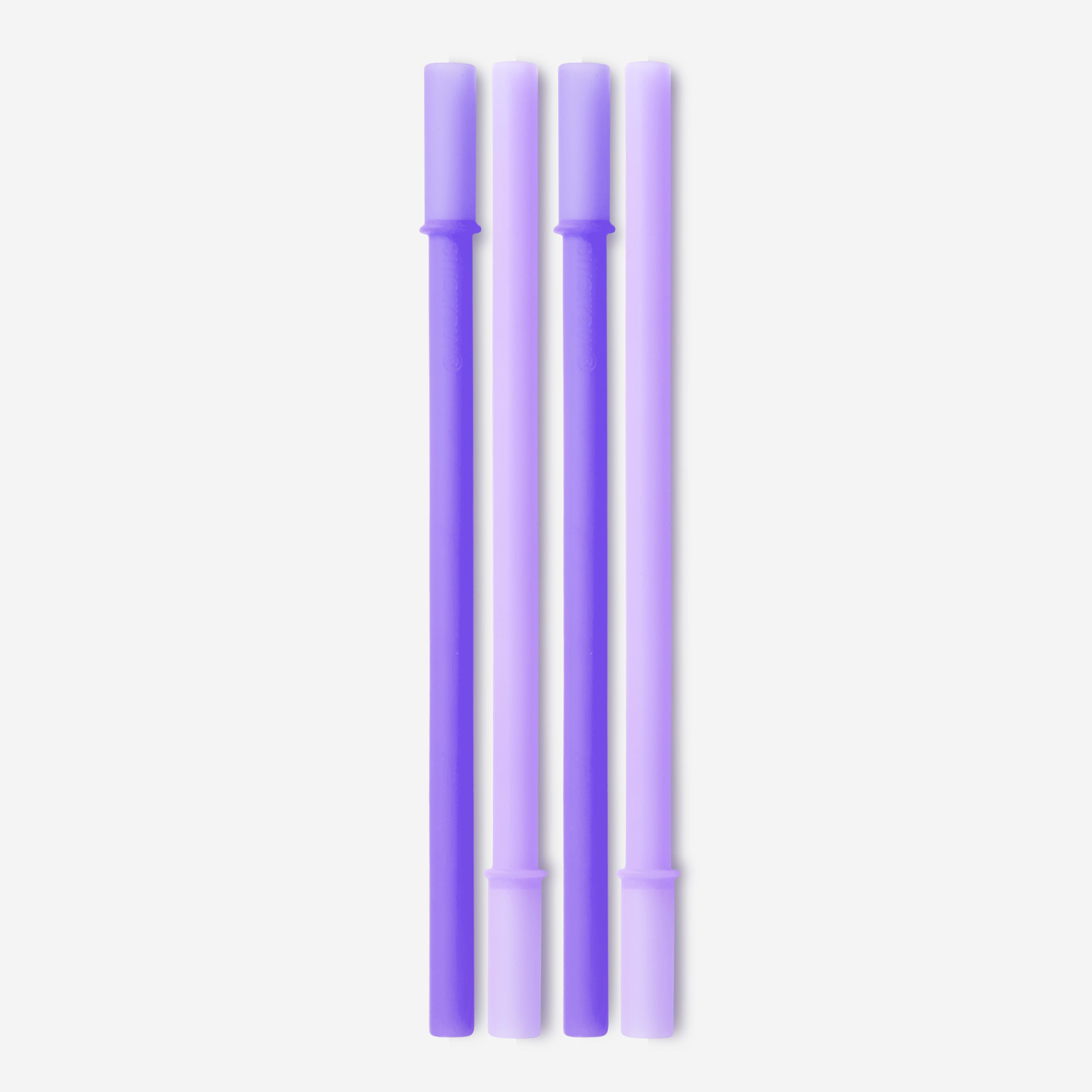 Multi-pack of 4 GoSili SiliStraws with built-in stoppers to fit straw lids.

