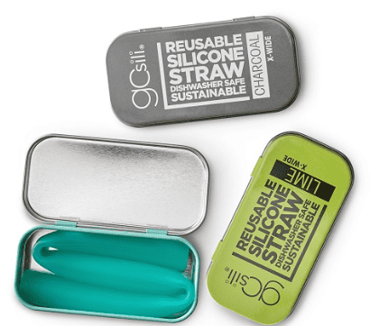 Extra-Wide 8.5&quot; Reusable Silicone Straw and Travel Case