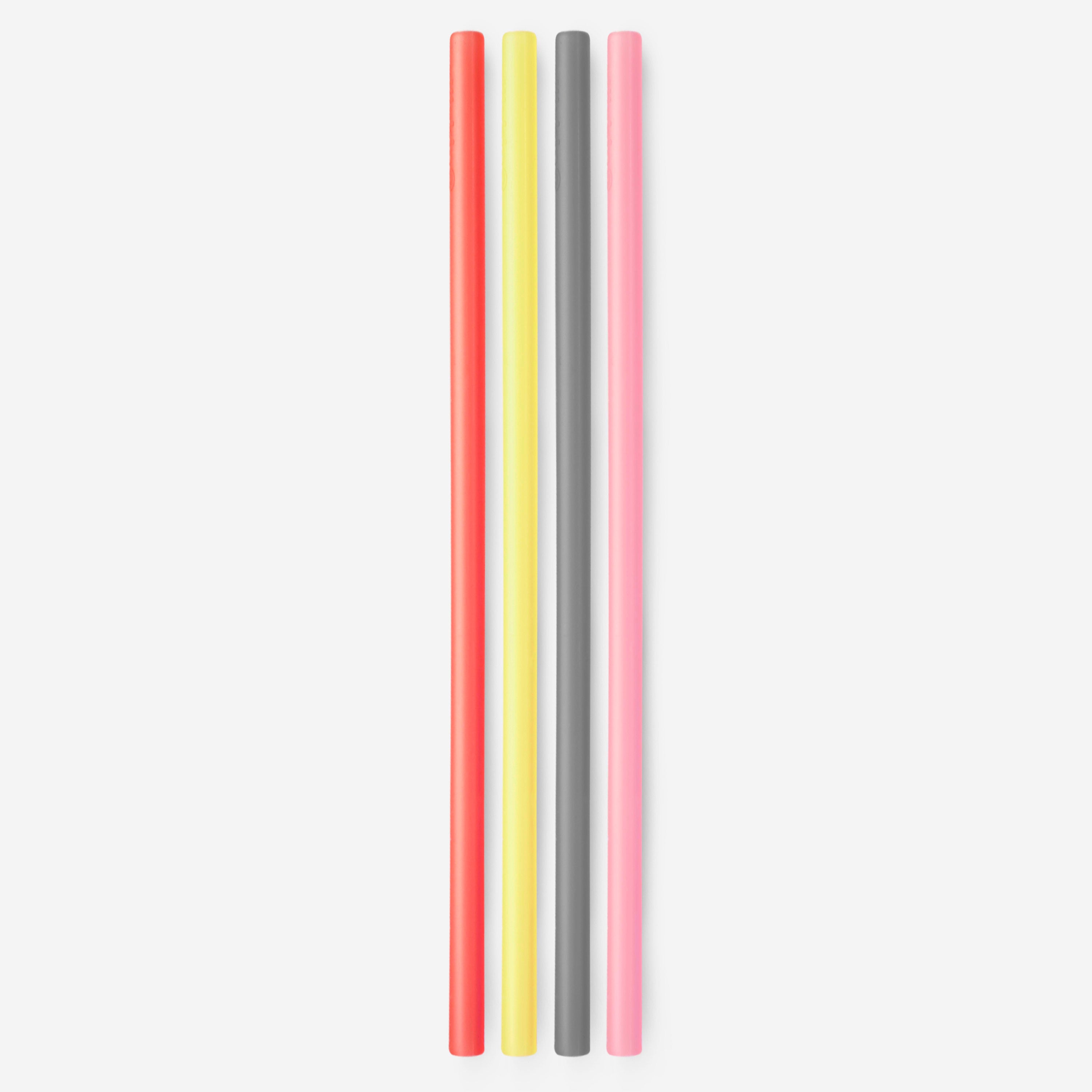 Extra-Long 10.75&quot; Reusable Silicone Straw, 4pk