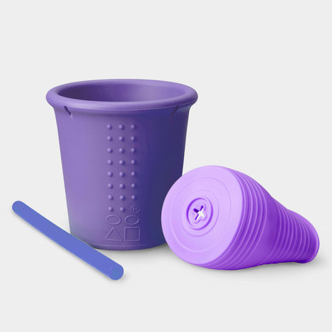 GoSili® 8oz Silicone Kids Sili Straw Cup with Stretchy Drink Protector Cover