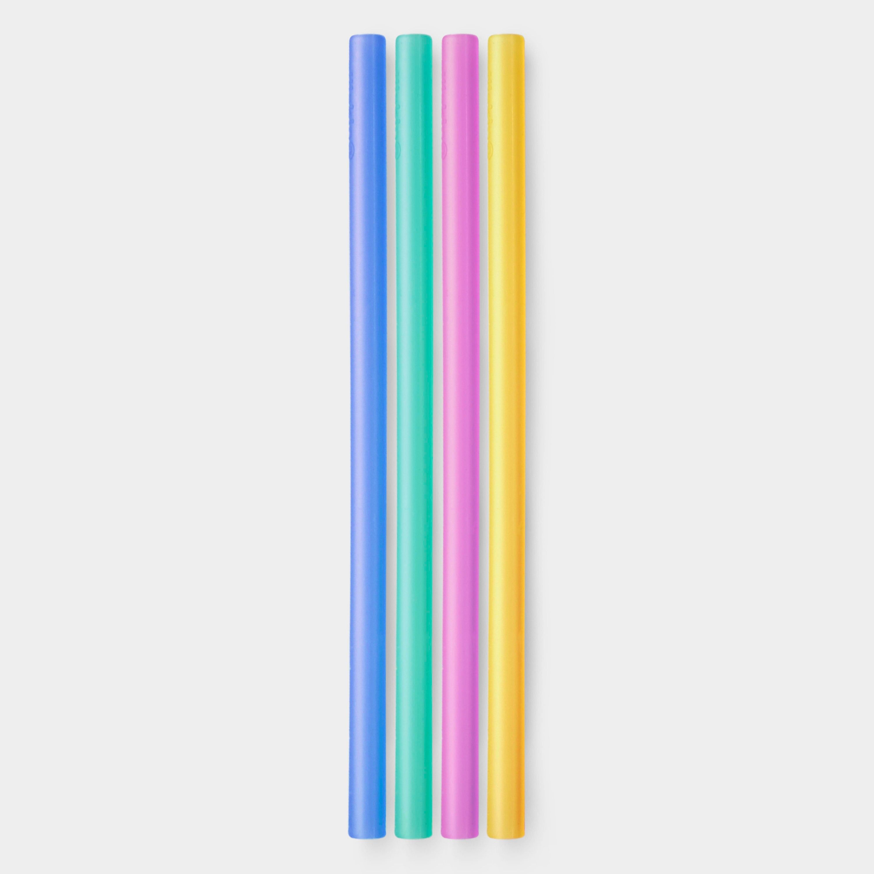 8&quot; Reusable Silicone Straws, Jewel-Tone 4pk
