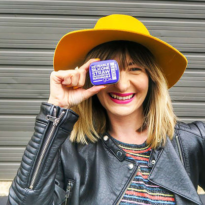 GoSili® 8" Silicone Straw with Travel Case, Eco - Friendly Reusable Soft Collapsible Drinking Straw, 1pk - GoSili