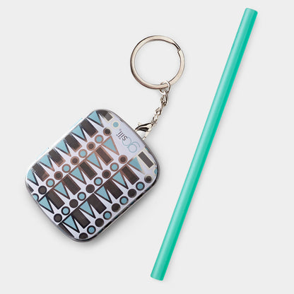 8&quot; Reusable Silicone Straw &amp; Travel Case Key Chain