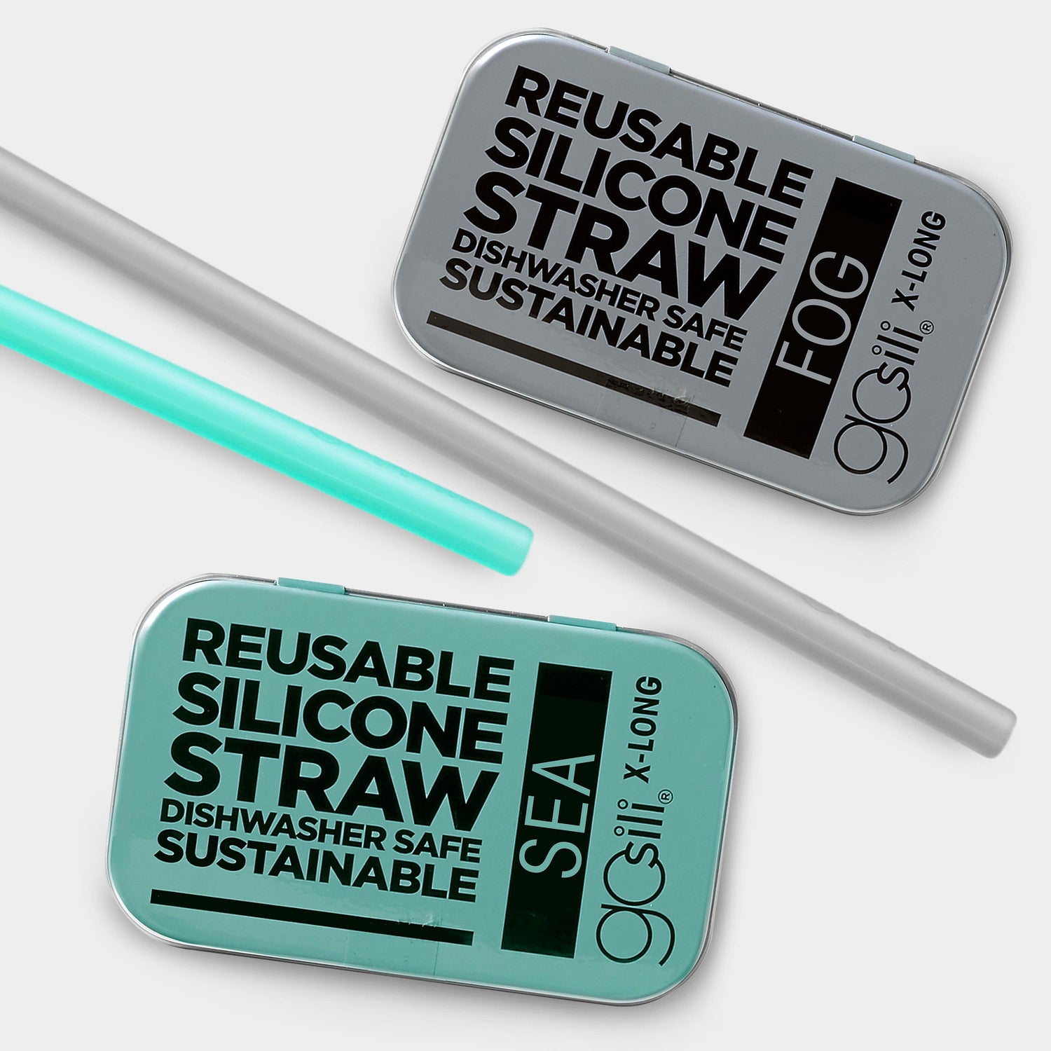 Extra long reusable silicone straw with compact aluminum travel case for 24oz+ cups