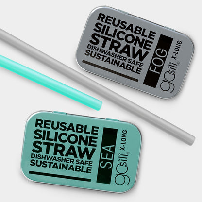 Collapsible, Eco-Friendly, Reusable Silicone Drinking Straw, 2pk