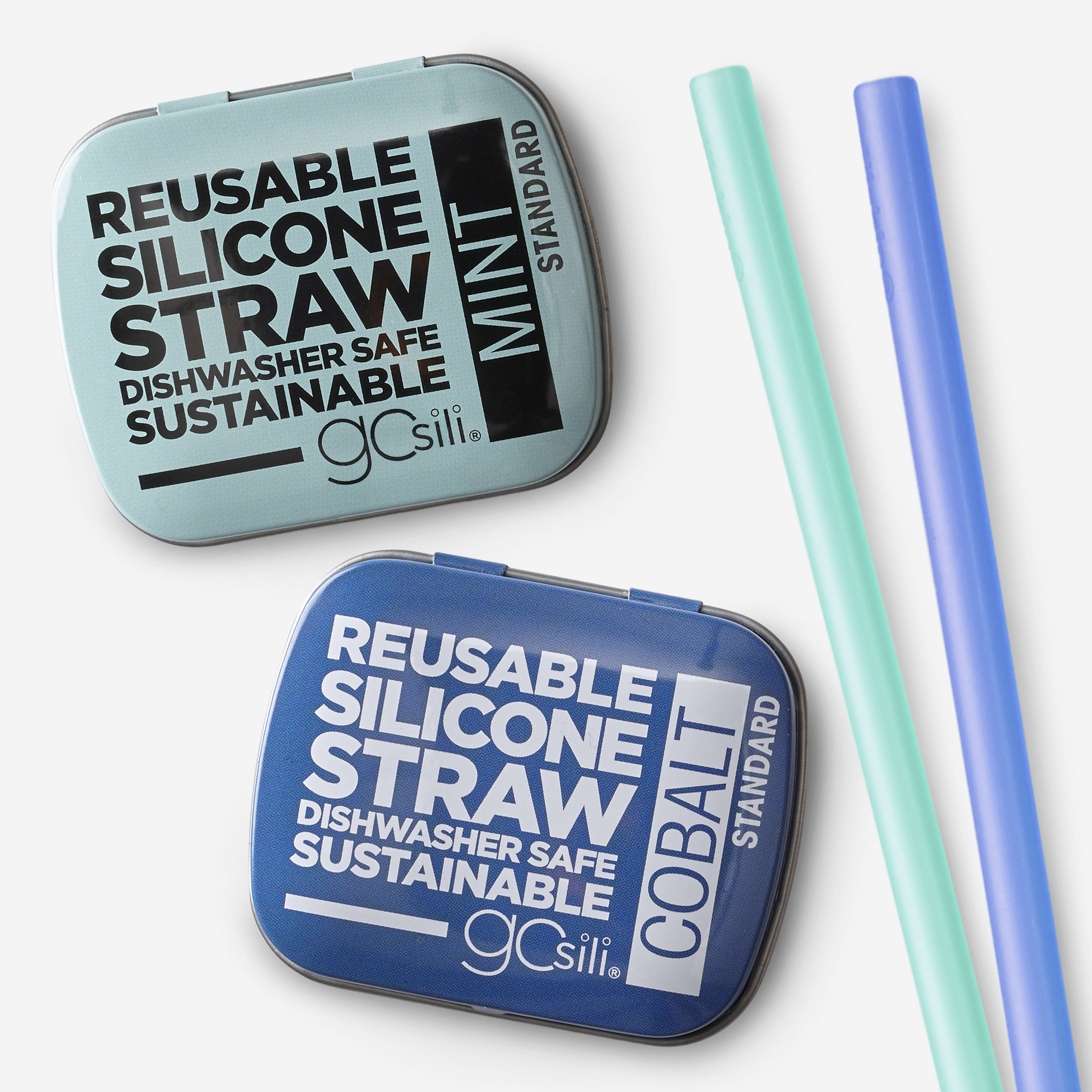 8&quot; Reusable Silicone Straw &amp; Travel Case, 2pk