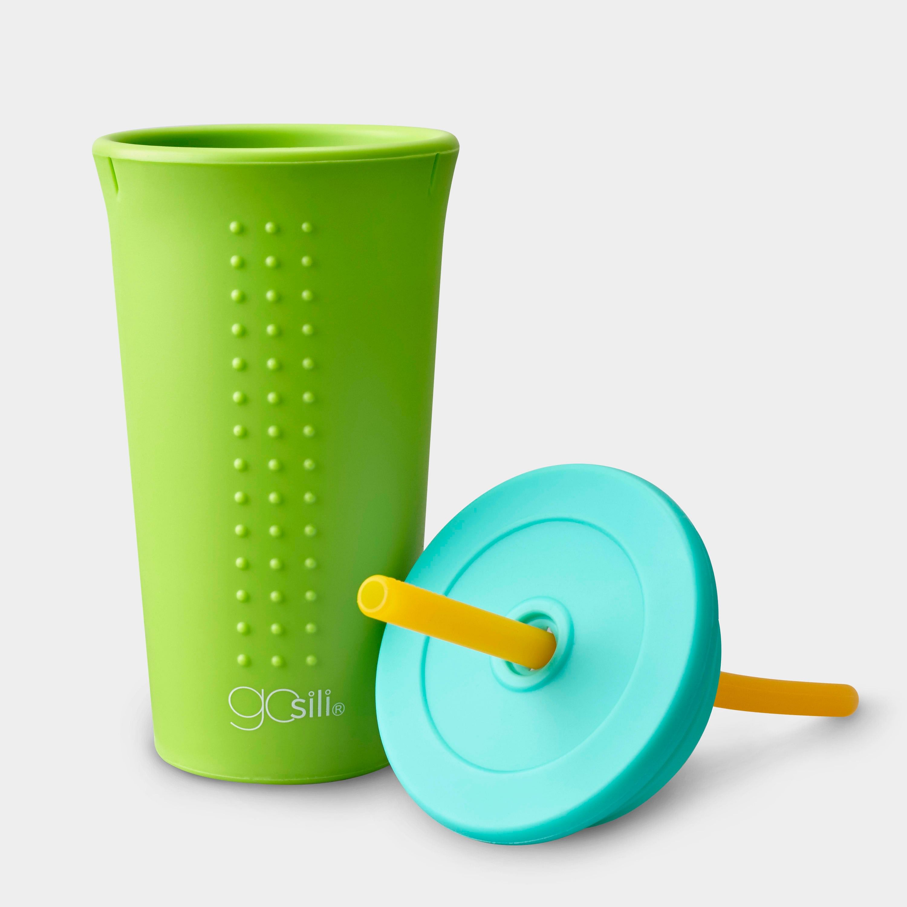 GoSili reusable silicone cup and straw set, dishwasher and microwave safe