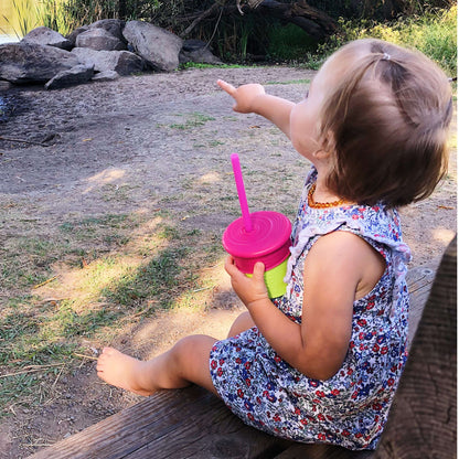 SiliKids Silicone Cup with Universal Straw Top and Drink Protector, 8oz - GoSili