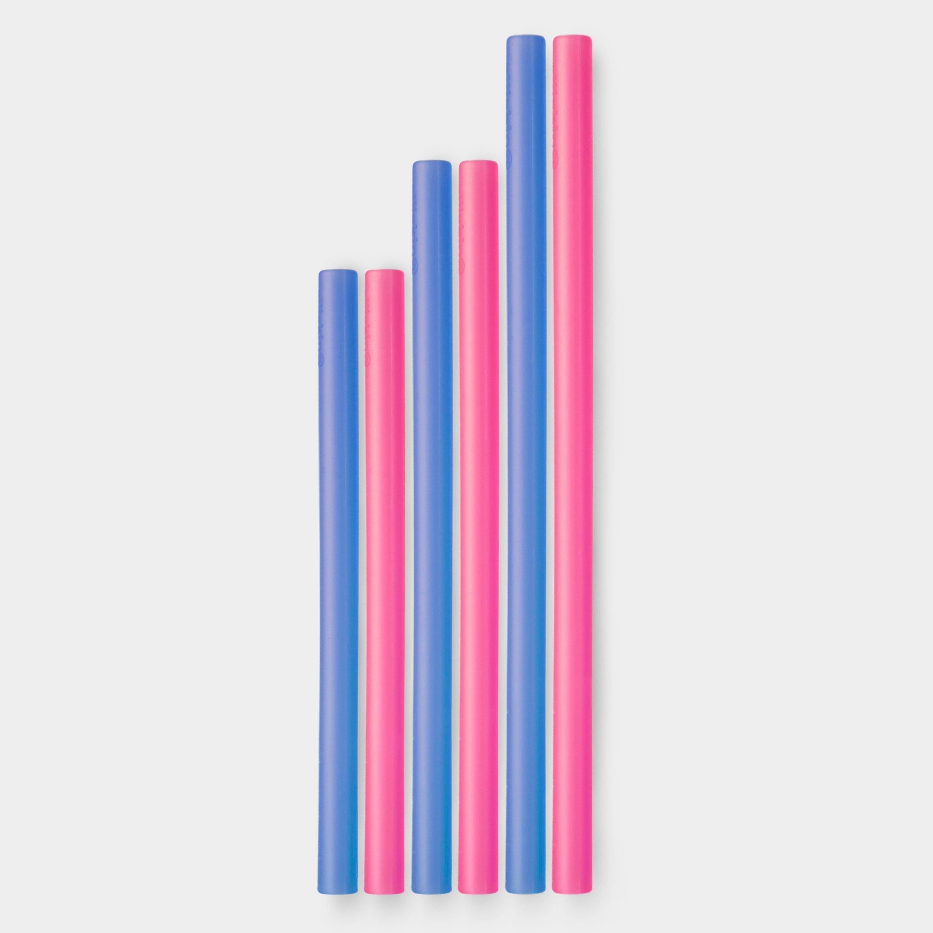 Silikids Reusable Silicone Straws 6-Pack, Cobalt/Berry