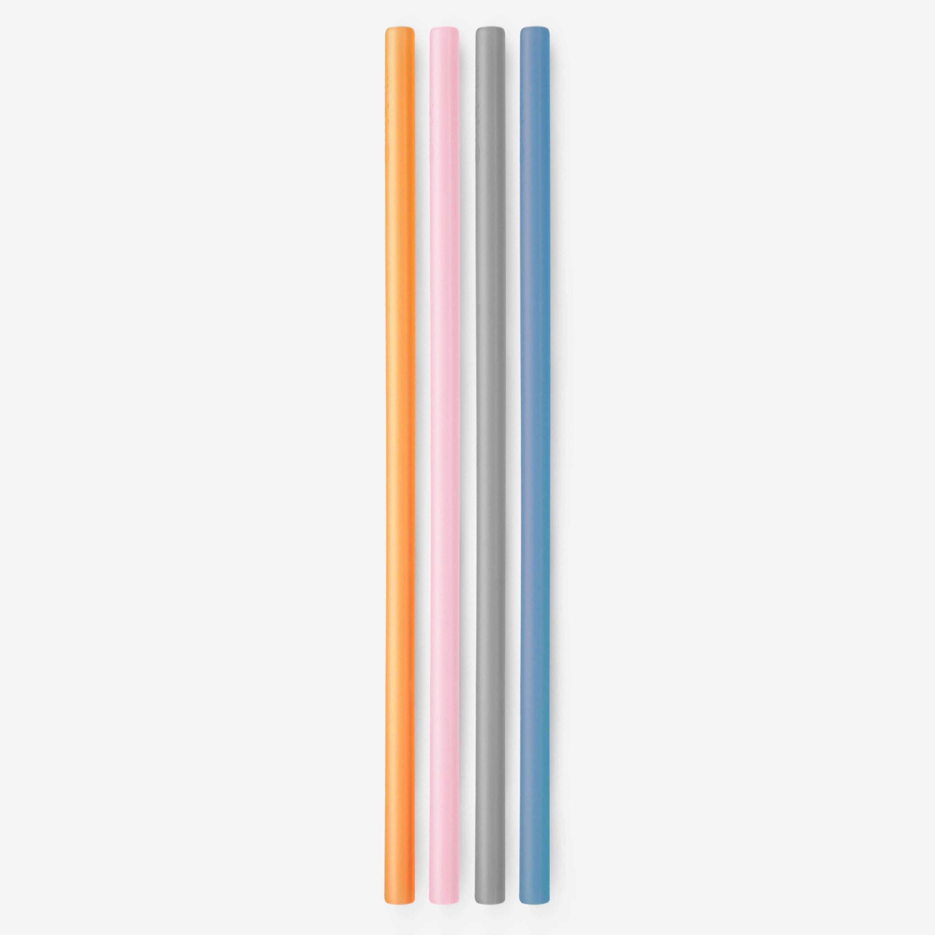 Close-up of GoSili reusable silicone straws, highlighting their soft texture and non-toxic, eco-friendly design.