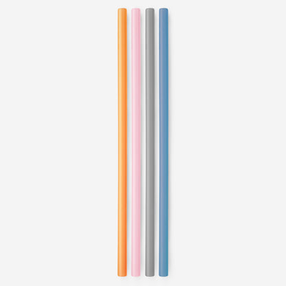 Close-up of GoSili reusable silicone straws, highlighting their soft texture and non-toxic, eco-friendly design.